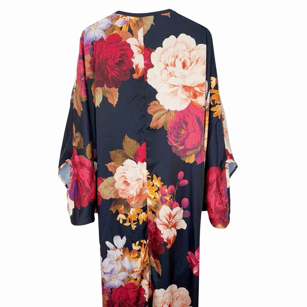 Wayward Fancies Custom Plus Size 3X-4X Floral Dress Kaftan Navy Multicolor Roses - Picture 7 of 11